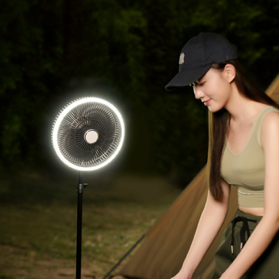 Trípode Recargable Camping Fan 1000mAh Batería Control Remoto Inalámbrico Con Luz LED