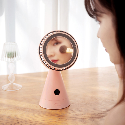 Usb recargable oscilante Mini Makeup Mirror de la fan de tabla del hogar 4000mah